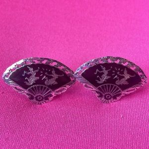925 Sterling Silver Siam Niello
Hindu Goddess fan cuff links.